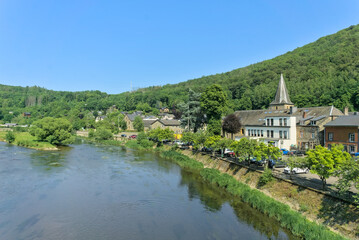 Fototapeta na wymiar The semois river at the belgian village Bohan in the Ardennes