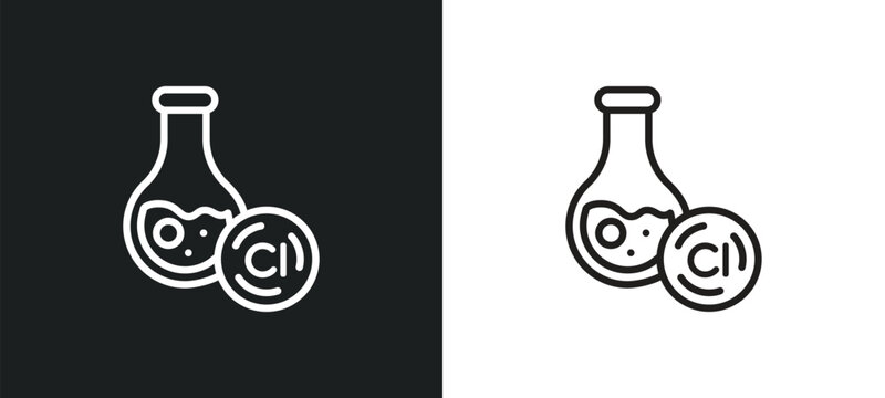 chlorine outline icon in white and black colors. chlorine flat vector icon from hygiene collection for web, mobile apps and ui.