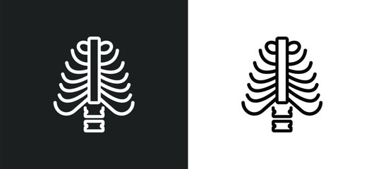 human ribs outline icon in white and black colors. human ribs flat vector icon from human body parts collection for web, mobile apps and ui.