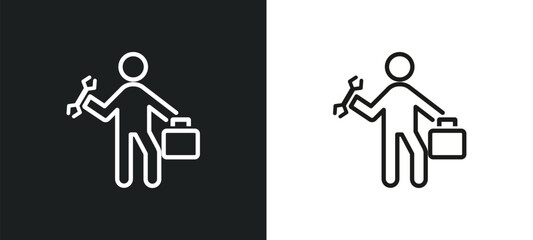 hine repair outline icon in white and black colors. hine repair flat vector icon from humans collection for web, mobile apps and ui.