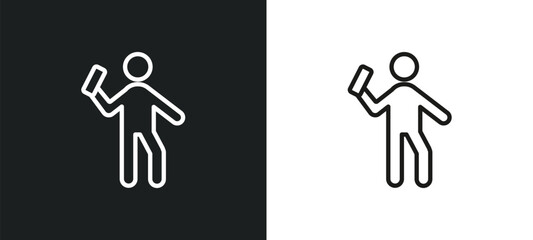 smartphone call outline icon in white and black colors. smartphone call flat vector icon from humans collection for web, mobile apps and ui.