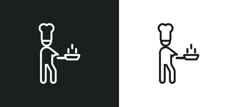 kitchen chef outline icon in white and black colors. kitchen chef flat vector icon from humans collection for web, mobile apps and ui.