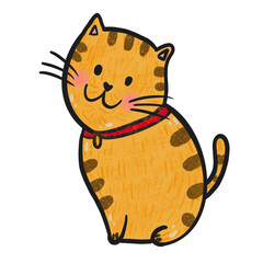 Cute cat with hand drawn on transparent backgound. High quality for printting.