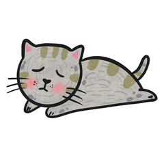 Cute cat with hand drawn on transparent backgound. High quality for printting.