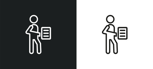single file outline icon in white and black colors. single file flat vector icon from humans collection for web, mobile apps and ui.