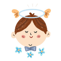 Blessing boy with smiling. Hand drawn on transparent backgound. Printable with good quality 300 DPI.