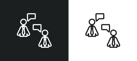 dialogue outline icon in white and black colors. dialogue flat vector icon from human resources collection for web, mobile apps and ui.