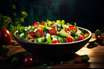 Vegetable salad with different vegetables. Generative AI