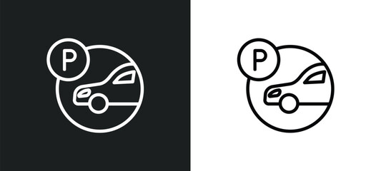 parking outline icon in white and black colors. parking flat vector icon from hotel collection for web, mobile apps and ui.
