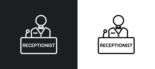 receptionist outline icon in white and black colors. receptionist flat vector icon from hotel collection for web, mobile apps and ui.