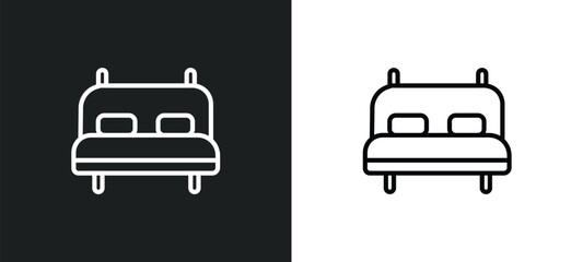 double bed outline icon in white and black colors. double bed flat vector icon from hotel collection for web, mobile apps and ui.
