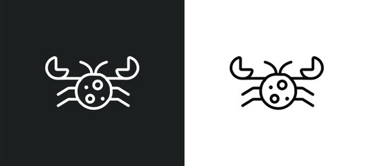 crab outline icon in white and black colors. crab flat vector icon from restaurant collection for web, mobile apps and ui. - obrazy, fototapety, plakaty