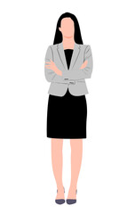 Fototapeta premium Beautiful businesswoman, set of portrait and full length view. Flat illustration isolated on white background.