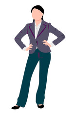 Beautiful businesswoman, set of portrait and full length view. Flat illustration isolated on white background.