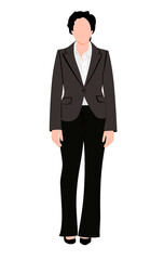 Beautiful businesswoman, set of portrait and full length view. Flat illustration isolated on white background.