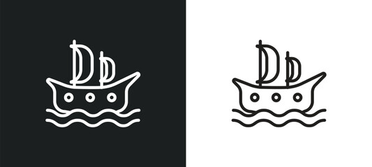viking ship outline icon in white and black colors. viking ship flat vector icon from history collection for web, mobile apps and ui. © Digital Bazaar