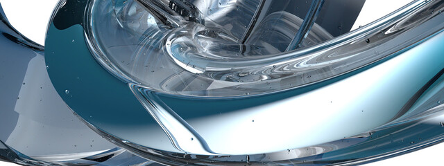 Twisting water band Cool and transparent feeling of summer Water-like abstract, elegant and modern 3D rendering image