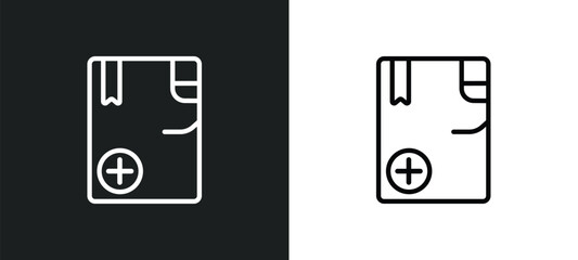 medical book outline icon in white and black colors. medical book flat vector icon from health and medical collection for web, mobile apps and ui.