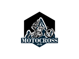 motocross with a rider on motorbike, motocross logo vector illustration