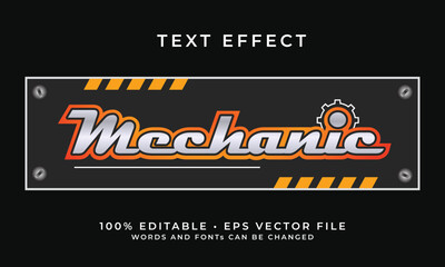 Yellow gradient Mechanic text effect editable premium vector