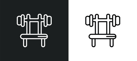 fitness bench outline icon in white and black colors. fitness bench flat vector icon from gym equipment collection for web, mobile apps and ui.