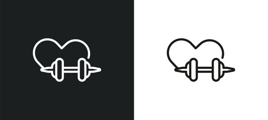 fitness heart outline icon in white and black colors. fitness heart flat vector icon from gym and fitness collection for web, mobile apps and ui.