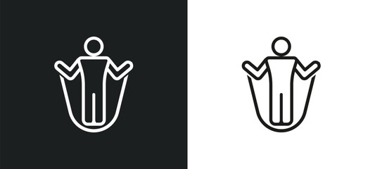 skipping rope outline icon in white and black colors. skipping rope flat vector icon from gym and fitness collection for web, mobile apps and ui.