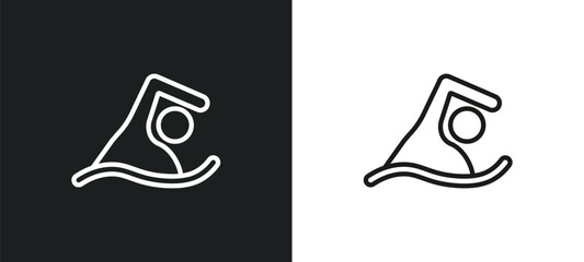 Obraz premium man swimming outline icon in white and black colors. man swimming flat vector icon from gym and fitness collection for web, mobile apps and ui.