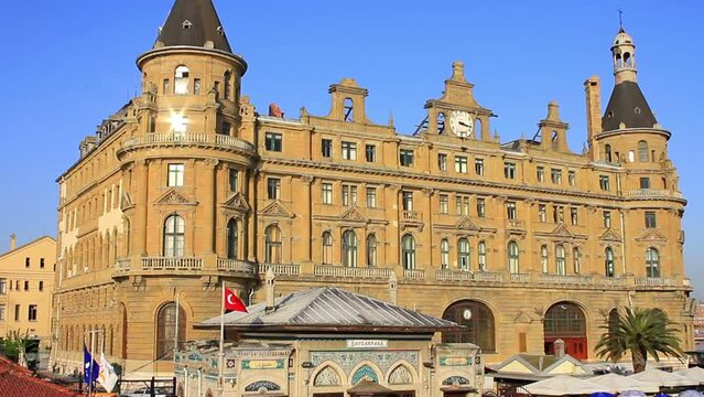Train Terminal and Ferry Port of Haydarpasa in Istanbul. Historical railway station closed to allow for the construction of a high-speed rail line in 2013 and it still closed in 2015
