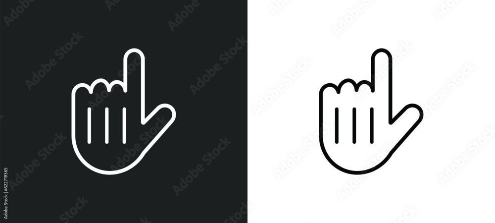 Wall mural hand pointer outline icon in white and black colors. hand pointer flat vector icon from gestures col