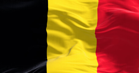 Close-up of the national flag of Belgium waving
