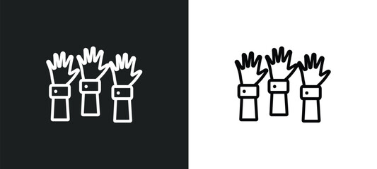 Obraz premium hands up outline icon in white and black colors. hands up flat vector icon from gestures collection for web, mobile apps and ui.