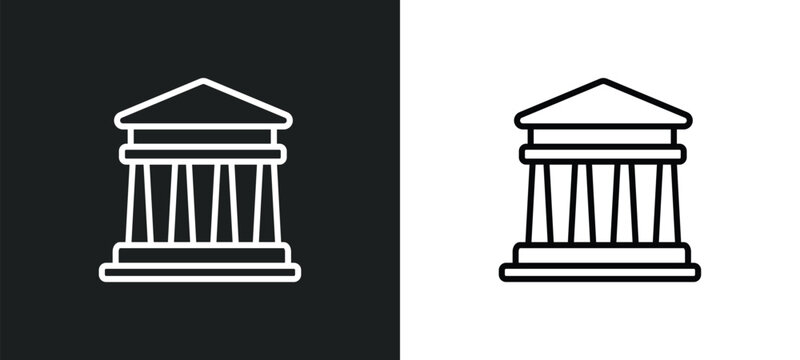 parthenon outline icon in white and black colors. parthenon flat vector icon from greece collection for web, mobile apps and ui.