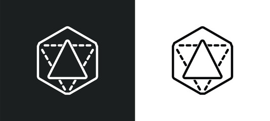 icosahedron outline icon in white and black colors. icosahedron flat vector icon from geometry collection for web, mobile apps and ui.