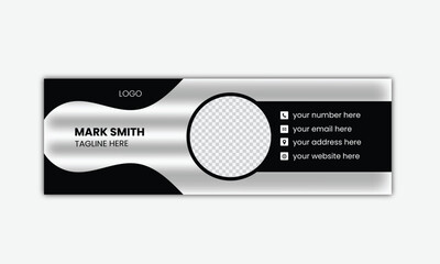 Modern creative email signature design template for business, corporate email signature design, Modern email signature vector templates with author photo place