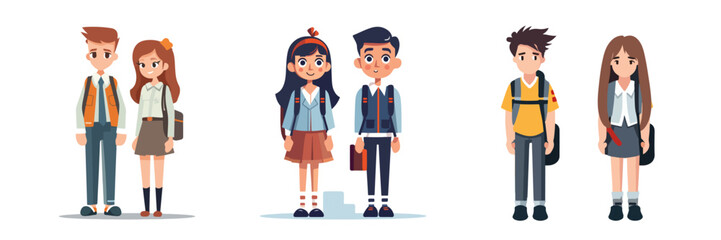 couple of student character boy and girl
