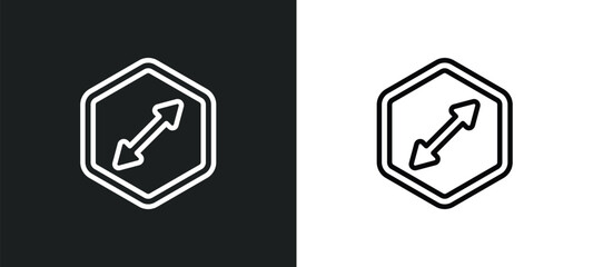 diameter outline icon in white and black colors. diameter flat vector icon from geometry collection for web, mobile apps and ui.