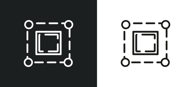 bounding box outline icon in white and black colors. bounding box flat vector icon from geometric figure collection for web, mobile apps and ui.