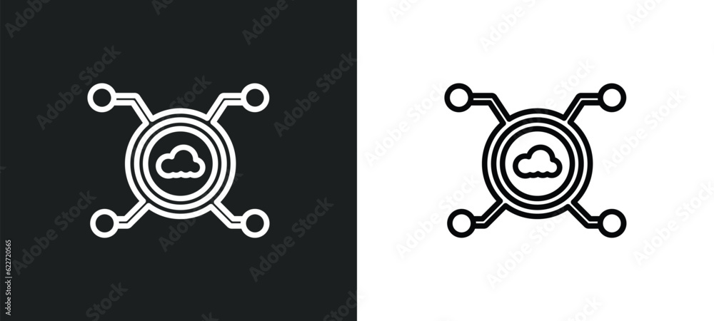 Poster edge computing outline icon in white and black colors. edge computing flat vector icon from general 