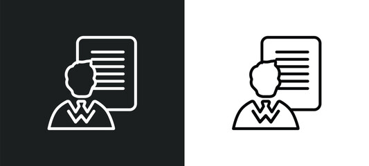 agent script outline icon in white and black colors. agent script flat vector icon from general collection for web, mobile apps and ui.