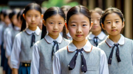 Fototapeta na wymiar education of Asian girls in school, portrait made with Generative AI