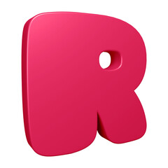 3D pink alphabet letter r for education and text concept