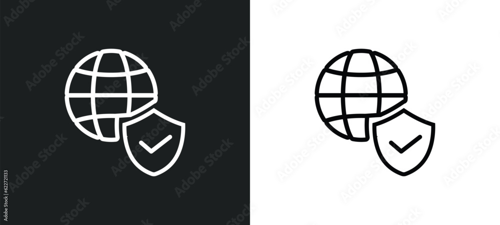 Poster data processing outline icon in white and black colors. data processing flat vector icon from gdpr c