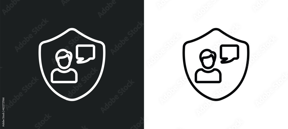 Poster profiling outline icon in white and black colors. profiling flat vector icon from gdpr collection fo
