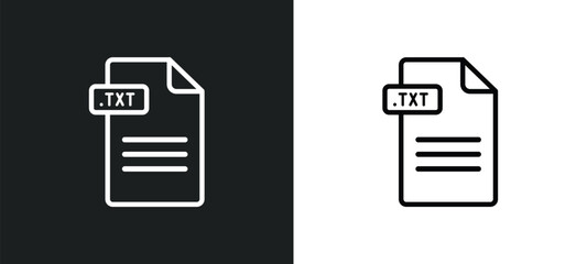 text file outline icon in white and black colors. text file flat vector icon from gdpr collection for web, mobile apps and ui.