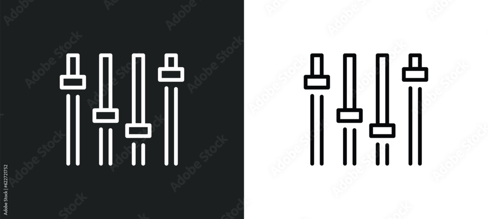 Wall mural fader outline icon in white and black colors. fader flat vector icon from furniture and household co