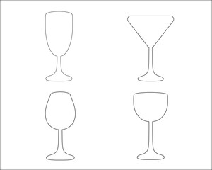vector of four different glasses all of them have no contents