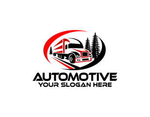 Trucking company logo. Bold badge emblem logo concept. Ready made logo template set vector isolated