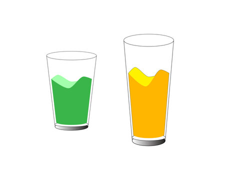 This vector large and small glass filled with lemon and melon