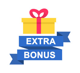 Extra bonus icon. Modern banner with surprise gift. Extra bonus label banner. Web template for promotion. Vector illustration.